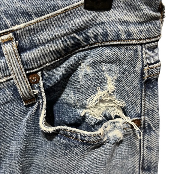 AGOLDE Women's Nico High Rise Blue Jeans Chewed Hem - Picture 7 of 16